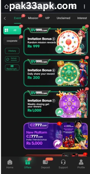 Refer and Earn inviting friends in BV999 Game.