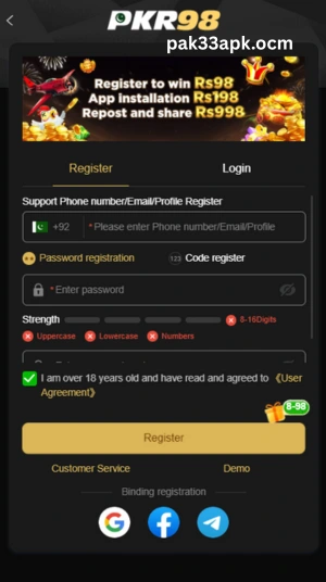 pkr98 game register and login