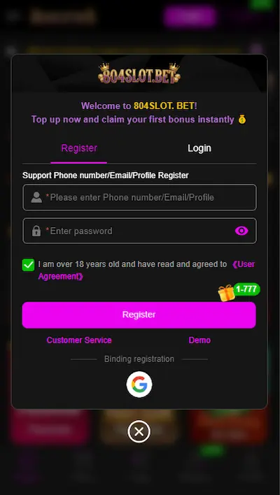 804slot game register 
